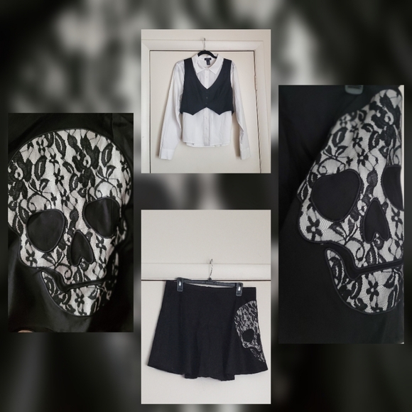 Hot Topic Dresses & Skirts - Hot Topic's Black Lace Skull Circle Skirt